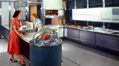 La cocina, imaginada con estilo retrofuturista