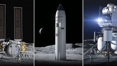 Los futuros astronautas que pisen la Luna saldrán de una de estas tres naves