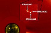 Un satélite de la NASA capta un triple cometa volando por delante del Sol