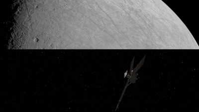 Primera imagen del sobrevuelo de Juno por la luna Europa